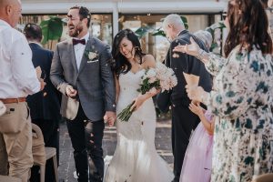 Beach restaurant Byron Bay couple just married