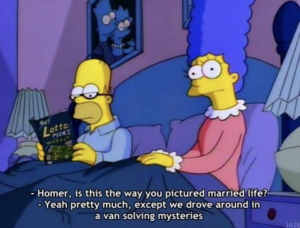 Homer and Marge Simpson talking about marriage