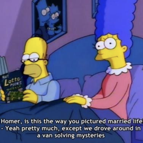 Homer and Marge Simpson talking about marriage