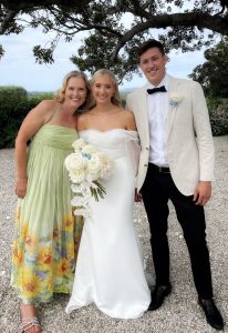 Alicia and Conner with Heidi Robertson, Celebrant and MC, at Figtree