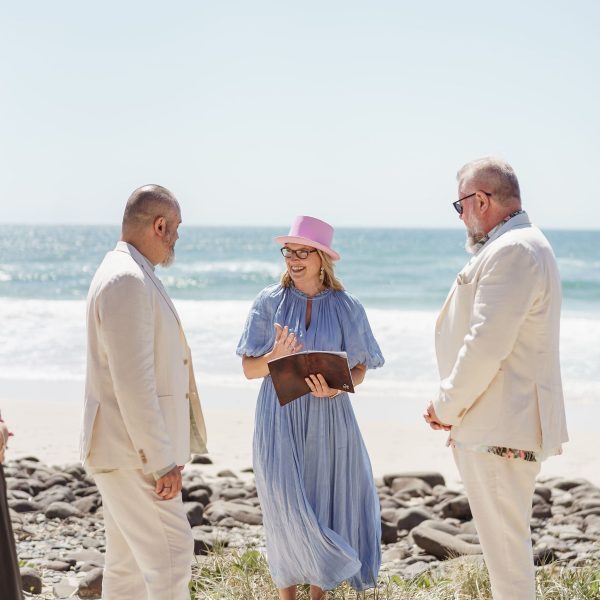 Inclusive wedding celebrant Heidi Robertson weds groom and groom